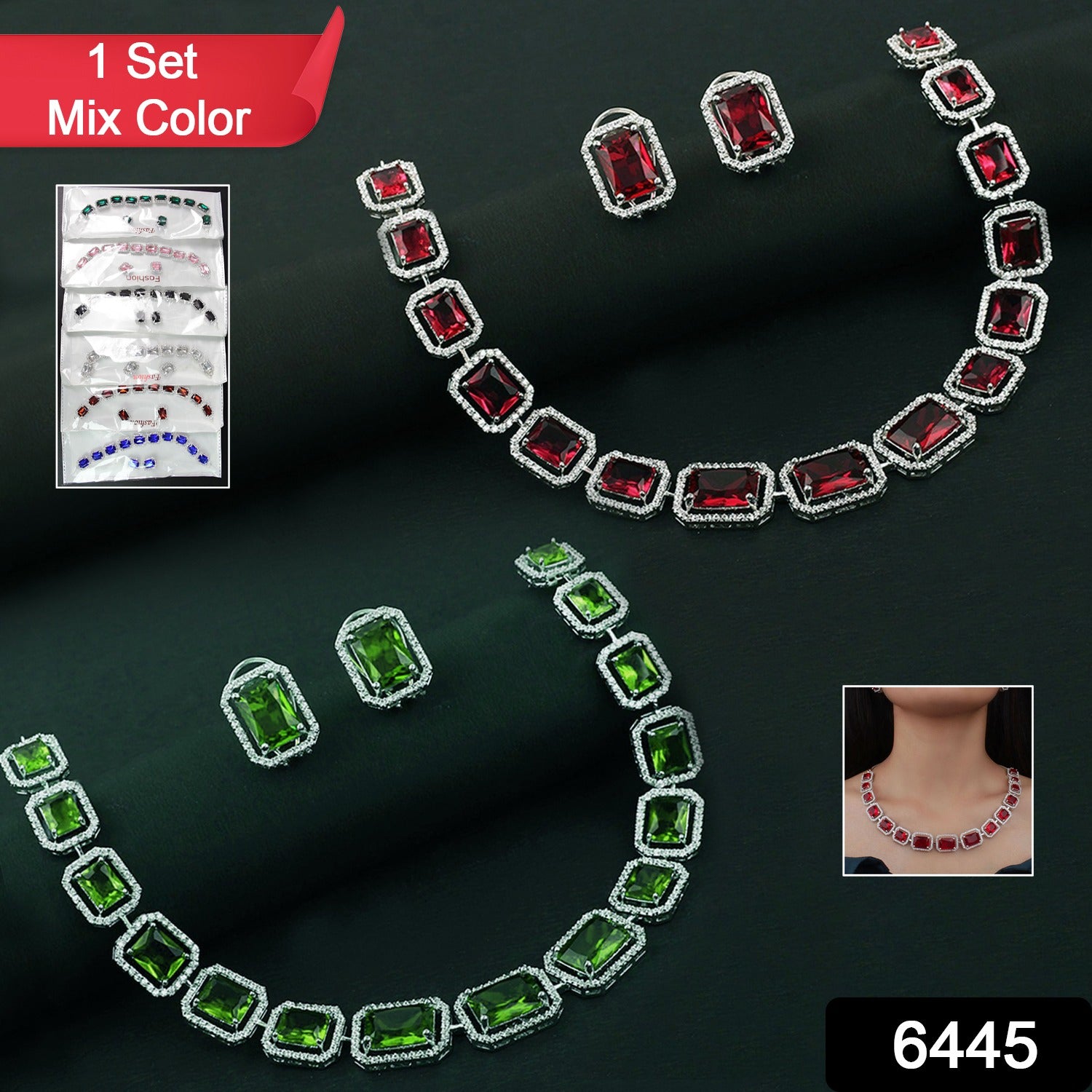 Diamond Necklace And Earrings Set (1 Set  Mix Color) Diamond Necklace And Earrings Set (1 Set  Mix Color)